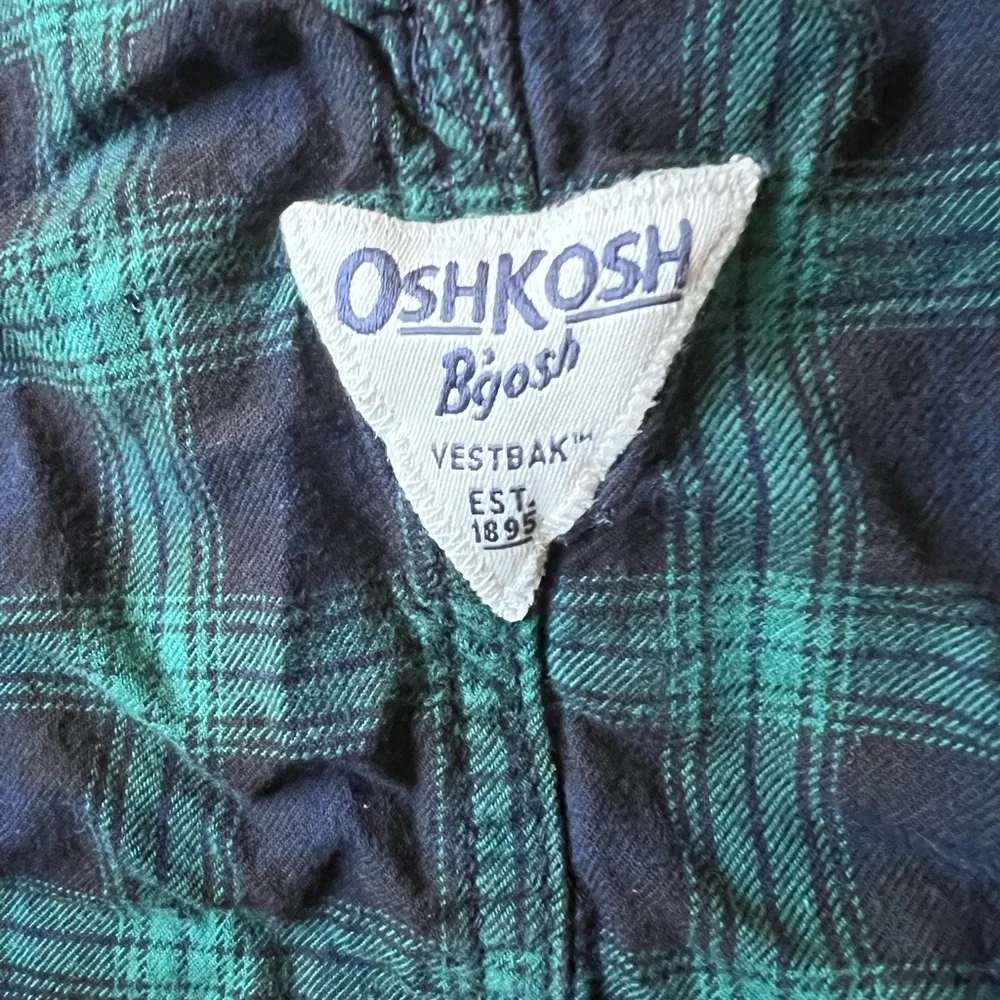 Oshkosh overall dress plaid navy blue and green 4t - Picture 7 of 7